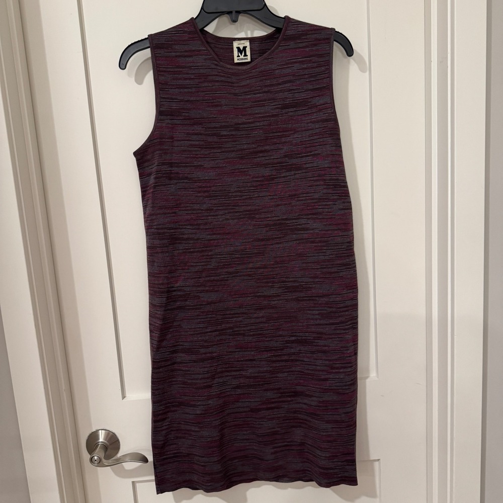 M Missoni Space Dye Knit Sleeveless Dress Burgundy Purple Made in Italy Size 6
